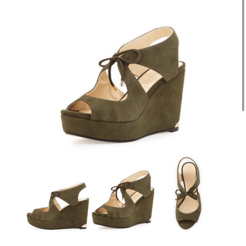 Nayeem Suede Tie Wedge Sandal - Army Green